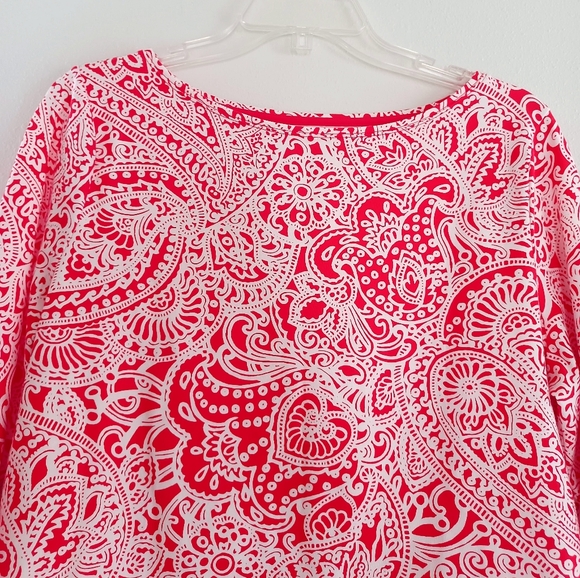 NWT Talbots Cotton Bateau Neck Tee - Paisley Scroll, Size L - Picture 4 of 16